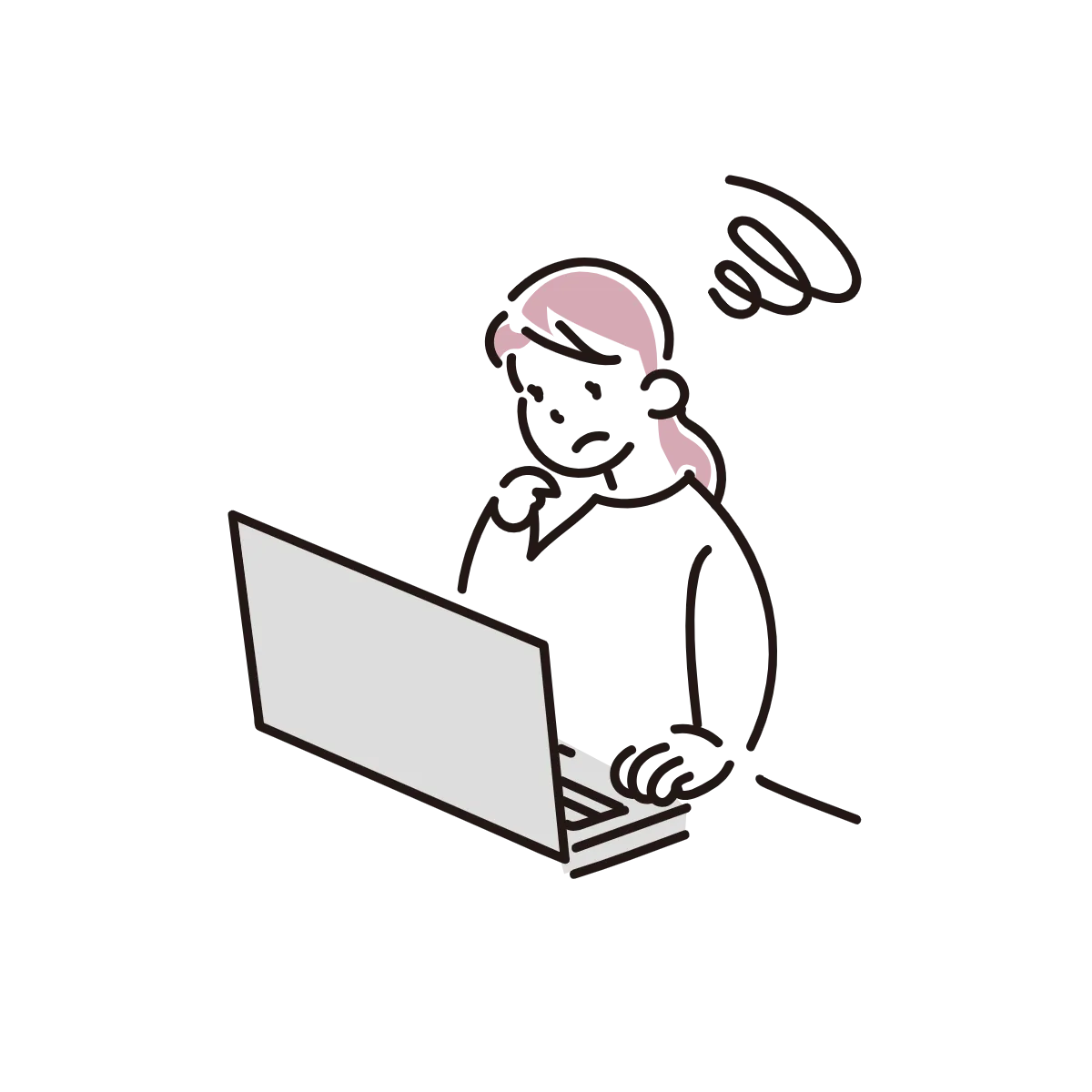 悩んでいる女性のイラスト